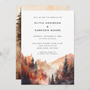 Moderne Wasserfarben Herbst Hochzeit im Freien Einladung