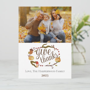 Moderne Wasserfarben-Herbst-Thanksgiving-Familienf Feiertagskarte