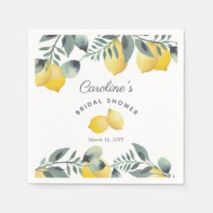 Moderne Wasserfarben Lemons & Grünes Brautparty Serviette