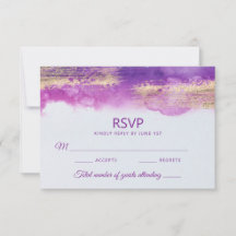 Moderne Wasserfarben Lila Mauve Violet Gold Hochze