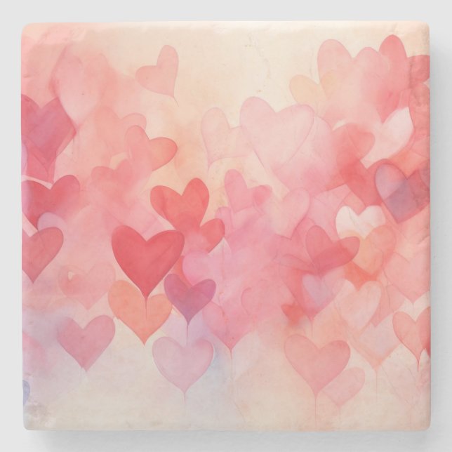 Moderne Wasserfarben Muster Red Orange Steinuntersetzer (Vorderseite)