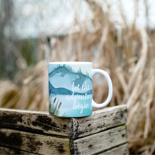 Moderne Wasserfarben-Natur Lasst uns das Abenteuer Kaffeetasse