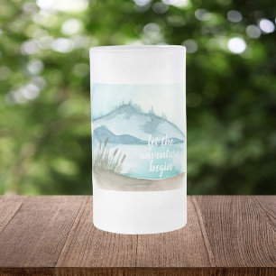 Moderne Wasserfarben-Natur Lasst uns das Abenteuer Mattglas Bierglas