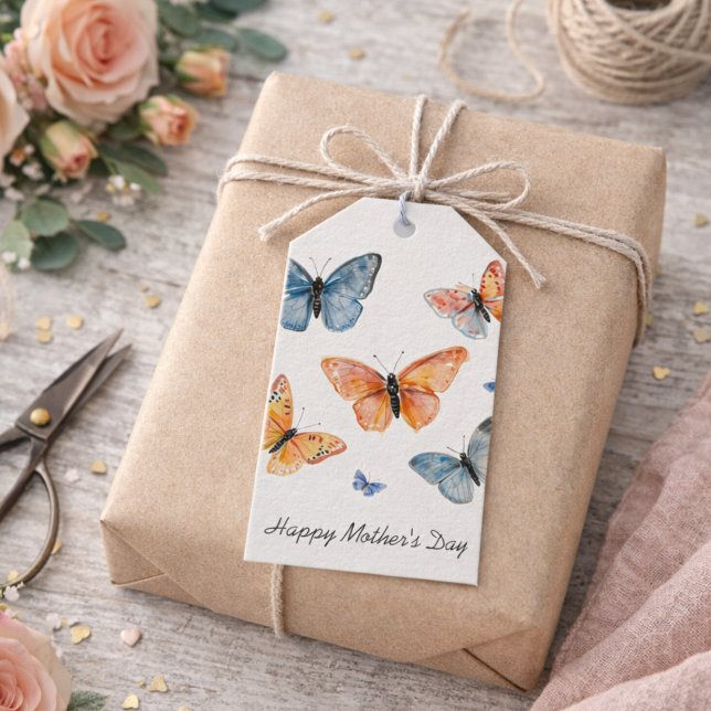 Moderne Wasserfarben-Schmetterlinge Geschenkanhänger (Von Creator hochgeladen)