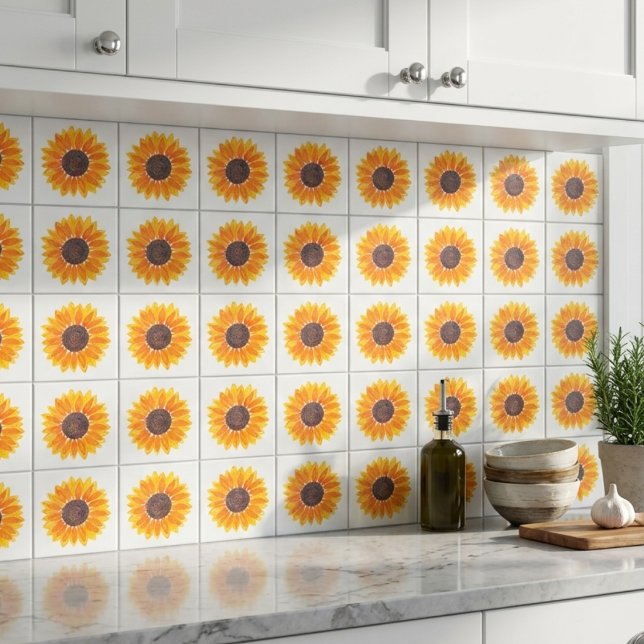 Moderne Wasserfarben Sonnenblumen Fliese (Von Creator hochgeladen)