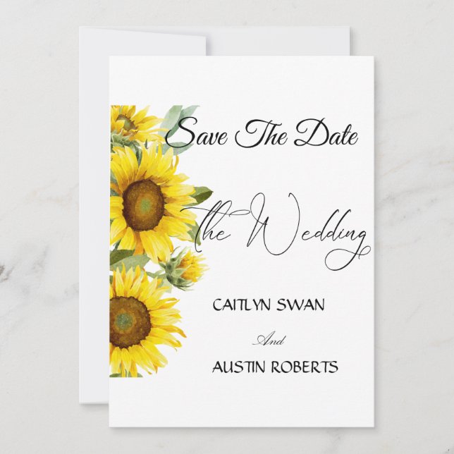 Moderne Wasserfarben Sonnenblumen Save The Date (Vorderseite)