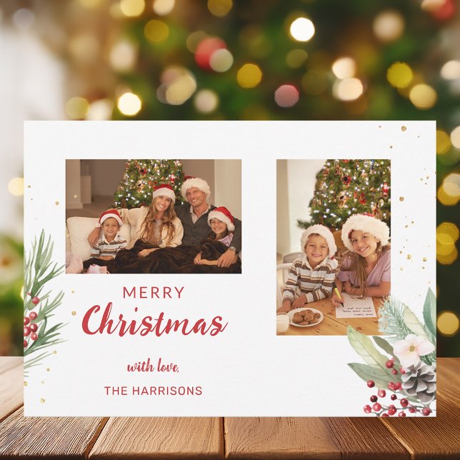 Moderne Wasserfarben Weihnachten Botanisches Zwei- (Von Creator hochgeladen)