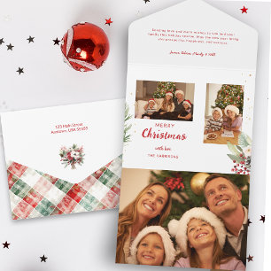 Moderne Wasserfarben Weihnachten Botanisches Zwei- All In One Einladung