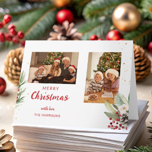 Moderne Wasserfarben Weihnachten Botanisches Zwei- Karte