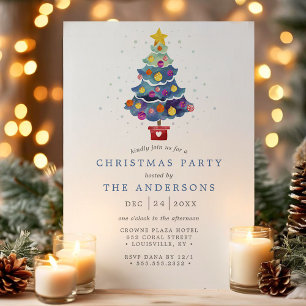 Moderne Wasserfarben-Weihnachtsbaum-Feierparty Einladung