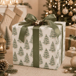 Moderne Wasserfarben-Weihnachtsbaum-Verpackungspap Geschenkpapier