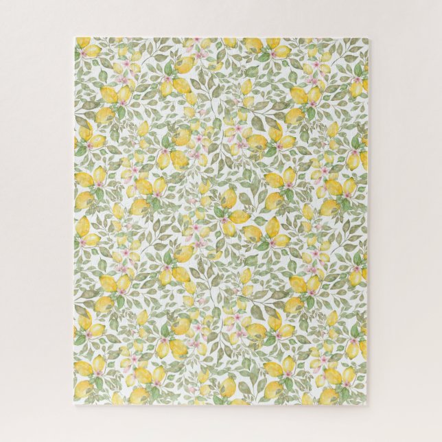 Moderne Wasserfarben Zitronenfrüchte Puzzle (Vertikal)