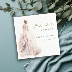 Moderne Wasserfarbene Hochzeitskleid Brautparty Serviette