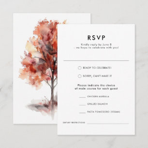 Moderne Wasserfarbenfallen Outdoorwald-Hochzeit RSVP Karte