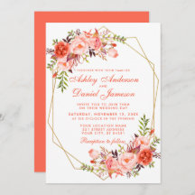 Moderne Wasserfarbenkorallen - Geometrische Hochze