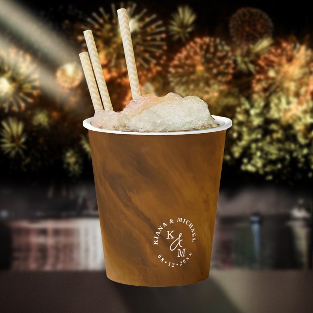 Moderne WasserfarbenWedding Gold ID816 Pappbecher (Von Creator hochgeladen)