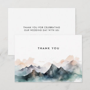 Moderne Wasserfarbenwelt Hochzeit Dankeskarte