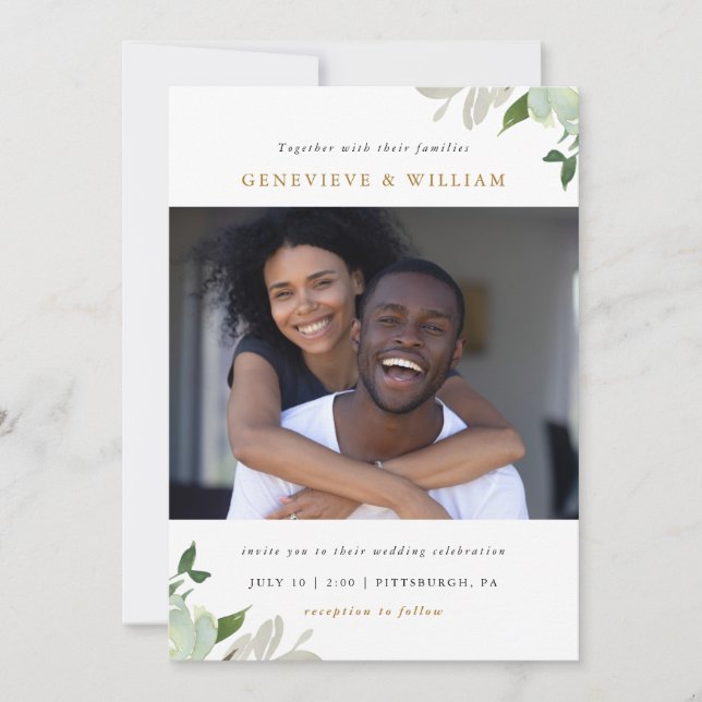 Moderne Wasserfarbenwelt mit Foto Wedding (Vorderseite)