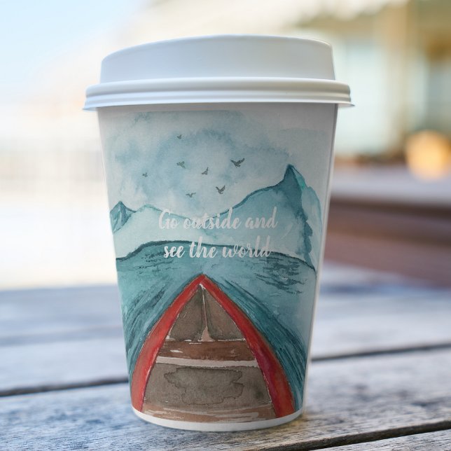 Moderne Wasserfarbenwelt - Weltangebot Pappbecher (Von Creator hochgeladen)