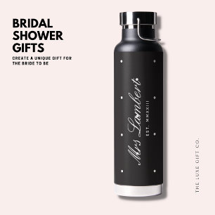 Moderne Wasserflasche 'Braut in Schwarz mit weißen Trinkflasche