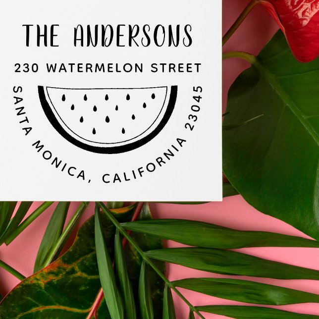 Moderne Wassermelone Familienname Runde Rücksendea Permastempel (Von Creator hochgeladen)