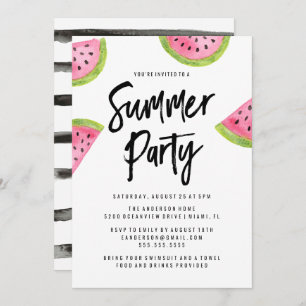 Moderne Wassermelone Sommermonate Party Einladung