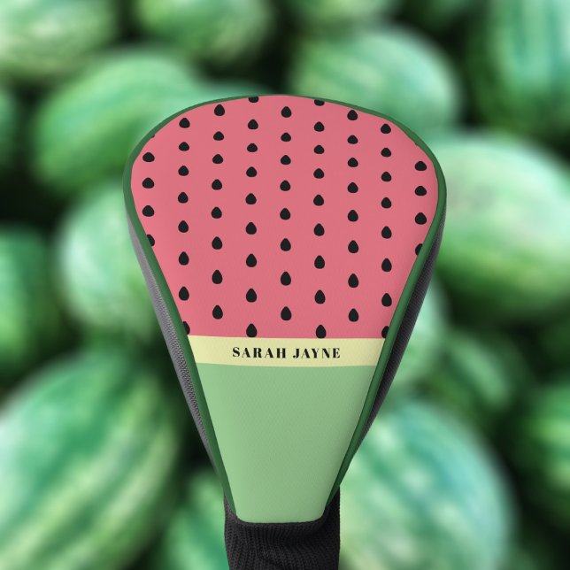 Moderne Wassermelonen Samen Rosa und Grün Treiber Golf Headcover (🍉⛳ Two loves in one. Watermelon and Golf! Just add your name)