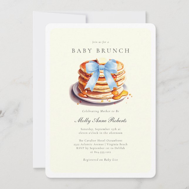 Moderne Watercolor Baby Brunch Einladung (Vorderseite)