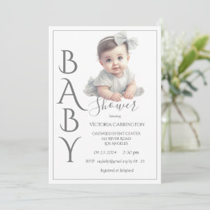 Moderne Watercolor Babydusche Einladung
