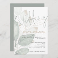 Moderne Watercolor Foliage Wedding Einladung