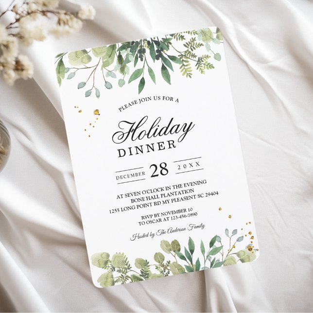 Moderne Watercolor Green Blätter Branch Einladung (Von Creator hochgeladen)