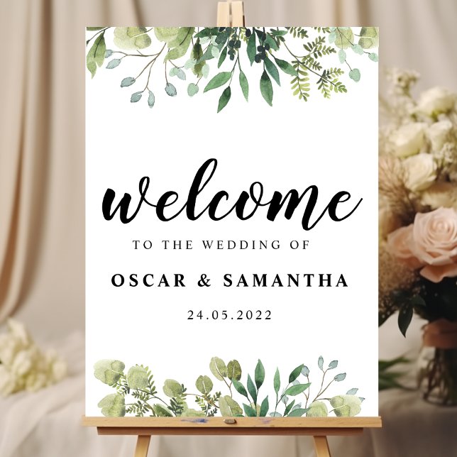 Moderne Watercolor Green Blätter Branch Poster (Von Creator hochgeladen)