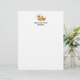 Moderne Watercolor Honeycombs mit Bienen Briefbogen