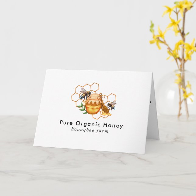 Moderne Watercolor Honeycombs mit Bienengeflecht Karte (Gelbe Blume)