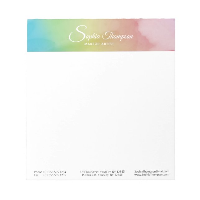 Moderne Watercolor Script Rainbow Pastel - Notepad Notizblock (Vorderseite)