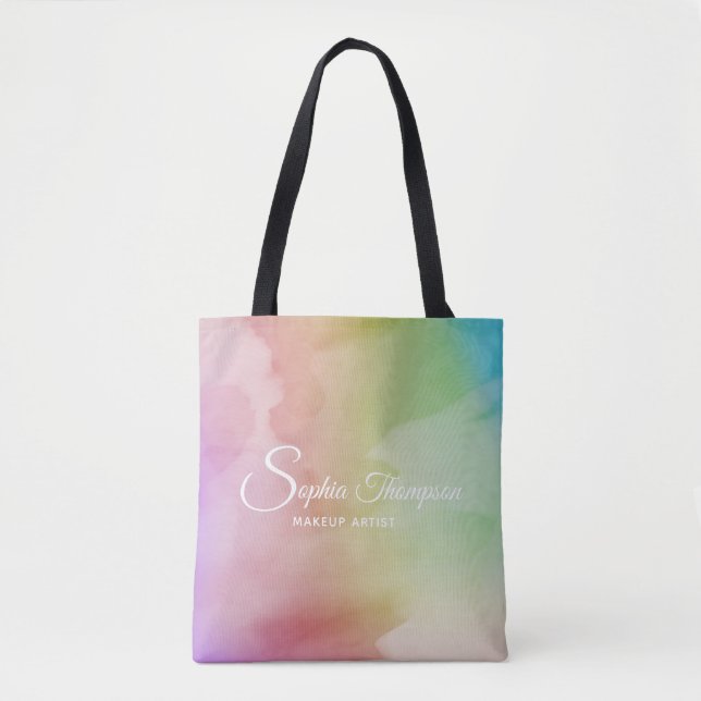 Moderne Watercolor Script Rainbow Pastel - Tote Ba (Vorderseite)