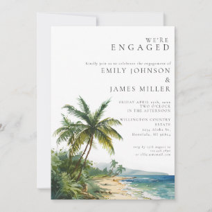 Moderne Watercolor Tropical Beach Engagement Party Einladung