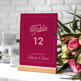 Moderne Wave Frame fett rosa Hochzeit Tischnummer
