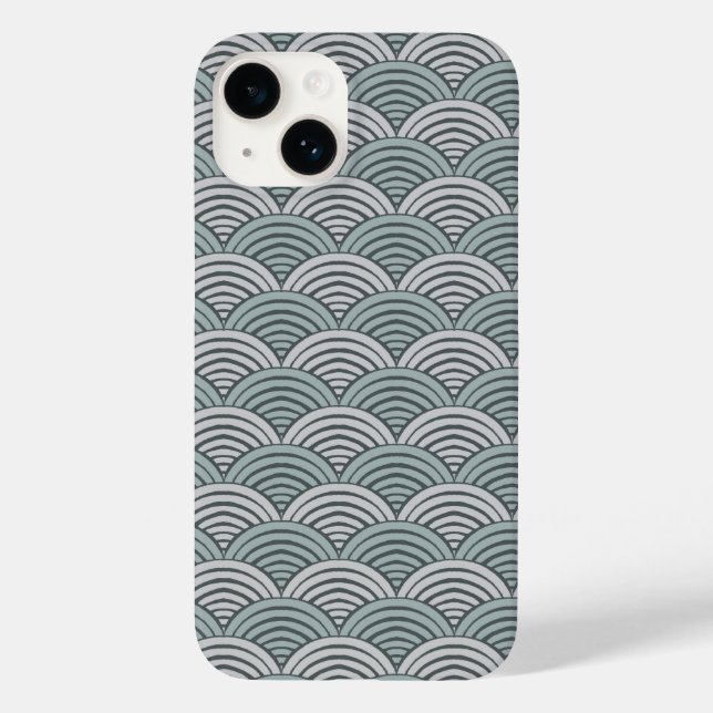 Moderne Waves Grauhandgezeichnete Scallops Arches Case-Mate iPhone Hülle (Rückseite)