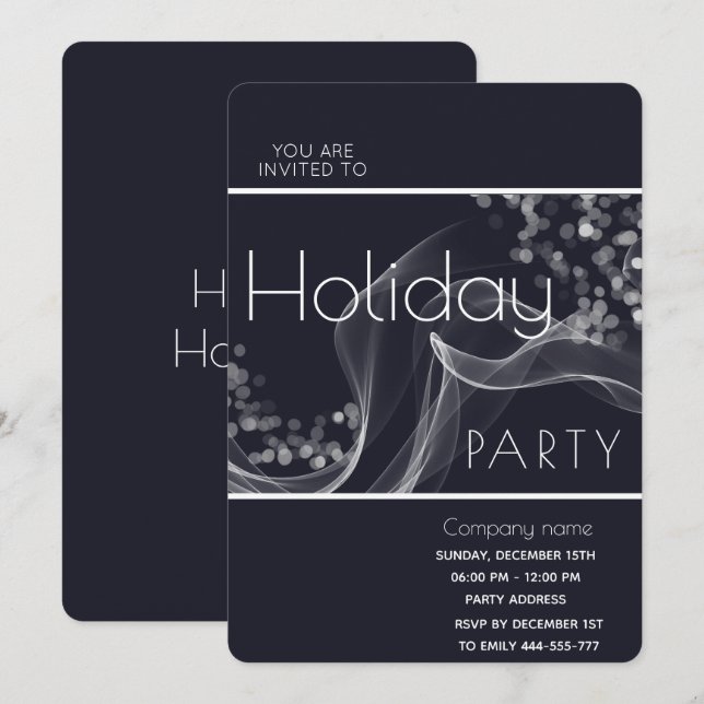 Moderne wavy Bokee Corporate Holiday Party Einladung (Vorne/Hinten)