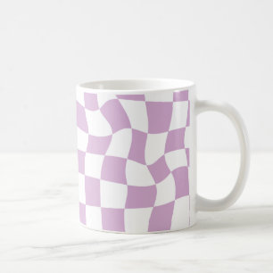 Moderne Wavy Checkerboard Lila Tasse