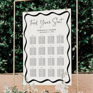 Moderne Wavy Frame Creme 16 Table Seating Chart Poster