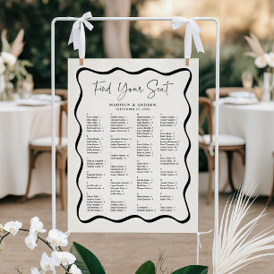 Moderne Wavy Frame Creme Alphabetisierungsdiagramm Poster