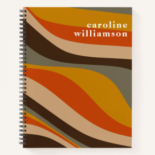 Moderne Wavy Lines Earth Tones im Herbst Personali Notizbuch