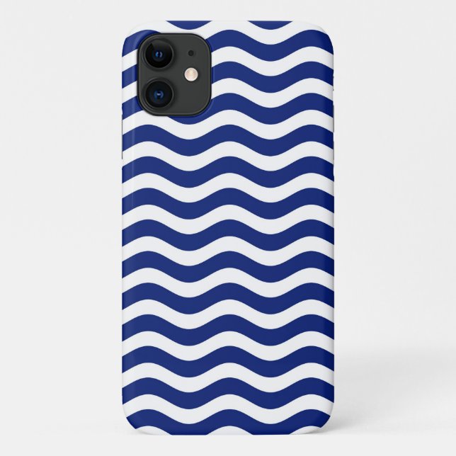 Moderne Wavy Navy Blue Stripes Dekoration Case-Mate iPhone Hülle (Rückseite)