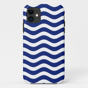 Moderne Wavy Navy Blue Stripes Dekoration Case-Mate iPhone Hülle