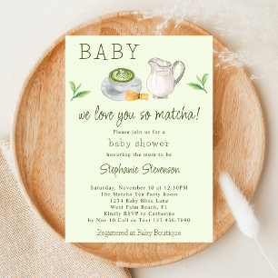 Moderne We Love You So Matcha Grüntee-Babyshower Einladung