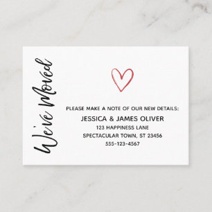 Moderne "We ve Moved" Karte mit rotem Wasserfarben