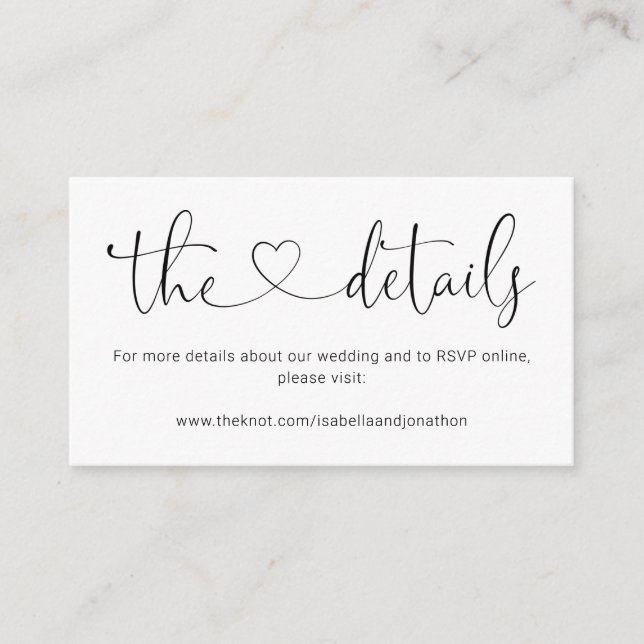 Moderne Website zur Umschließung von Hochzeiten Begleitkarte (Vorderseite)