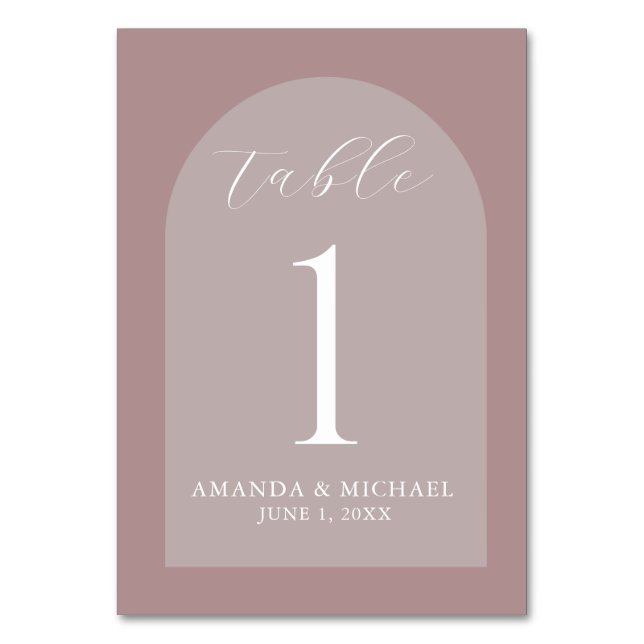 Moderne Wedding Dusty Rose Hues Tischnummer (Rückseite)